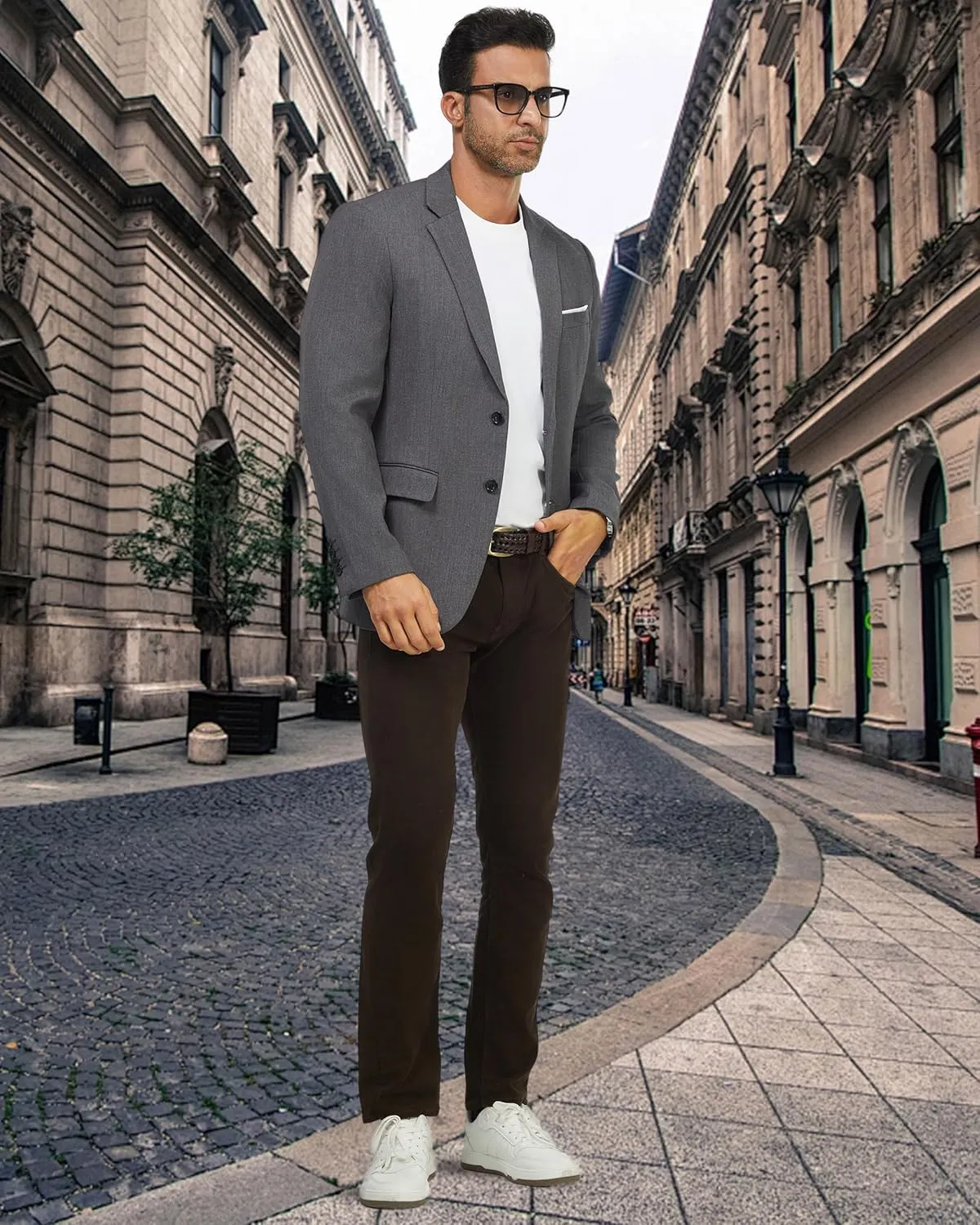 WULFUL Mens Casual Blazer Suit Jackets Slim Fit Two Button Sport Coats Lightweight Business Jacket