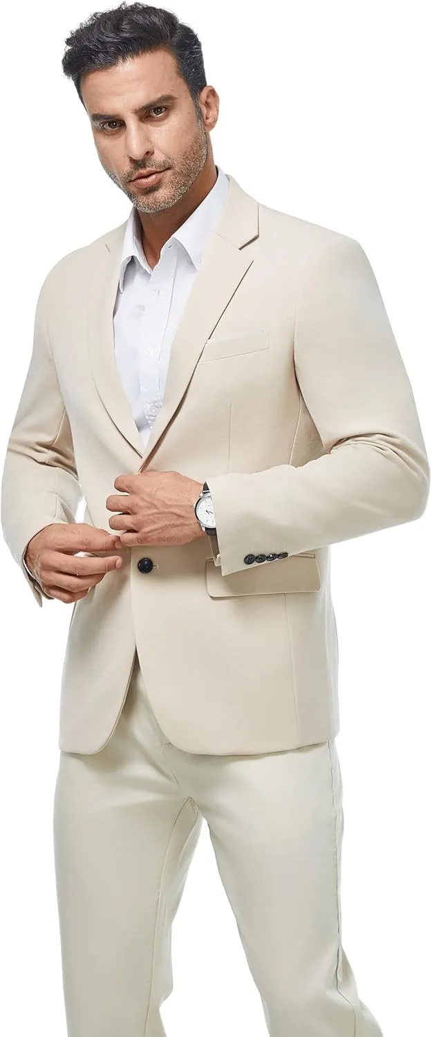 WULFUL Mens Casual Blazer Suit Jackets Slim Fit Two Button Sport Coats Lightweight Business Jacket