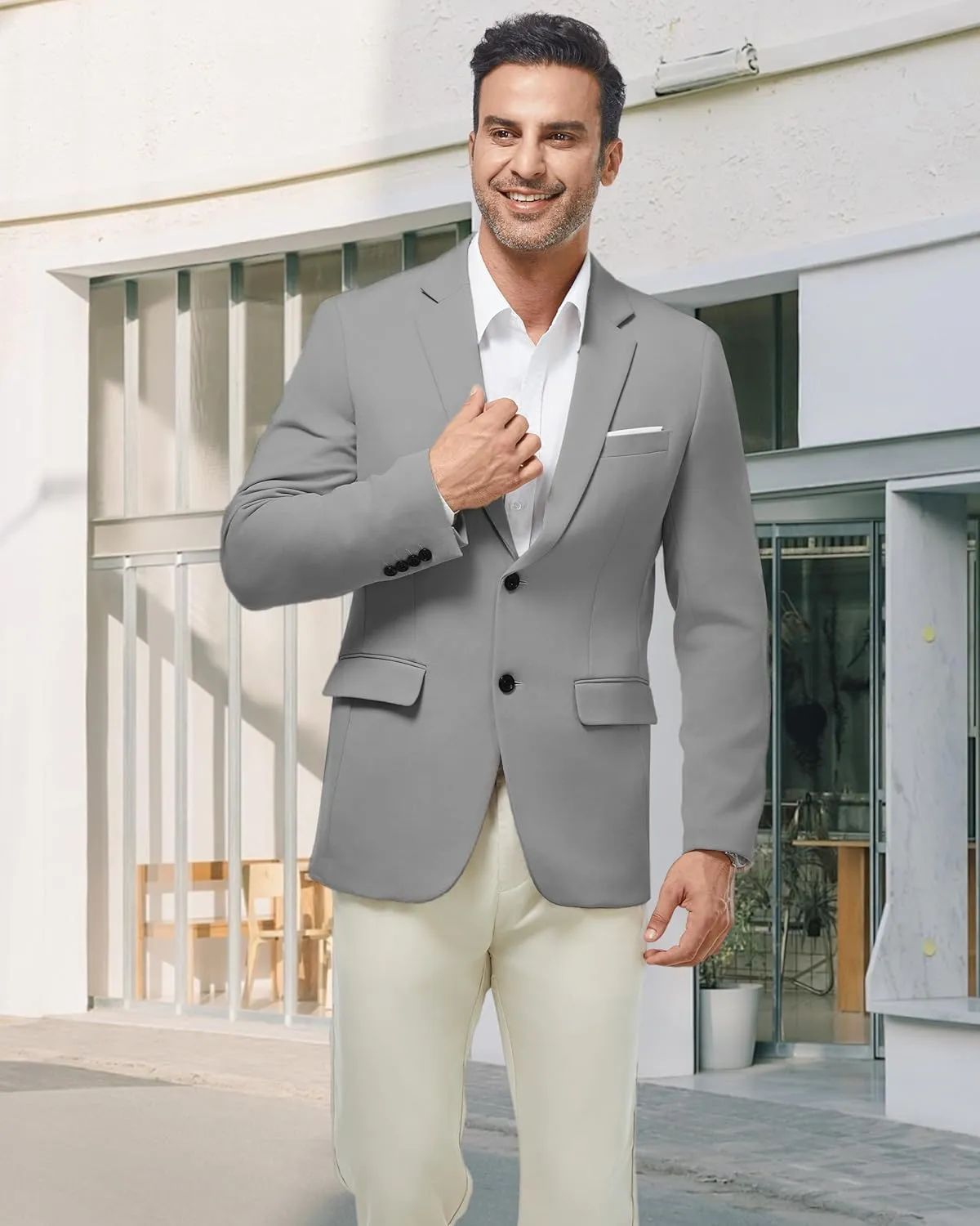 WULFUL Mens Casual Blazer Suit Jackets Slim Fit Two Button Sport Coats Lightweight Business Jacket