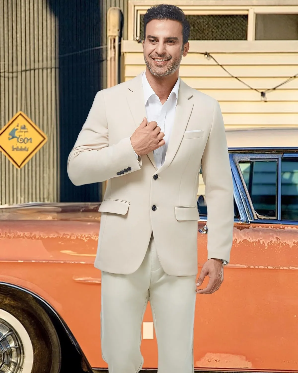 WULFUL Mens Casual Blazer Suit Jackets Slim Fit Two Button Sport Coats Lightweight Business Jacket
