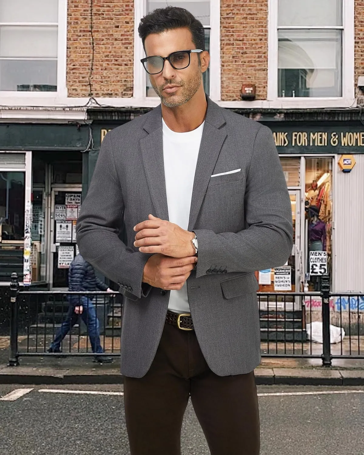 WULFUL Mens Casual Blazer Suit Jackets Slim Fit Two Button Sport Coats Lightweight Business Jacket