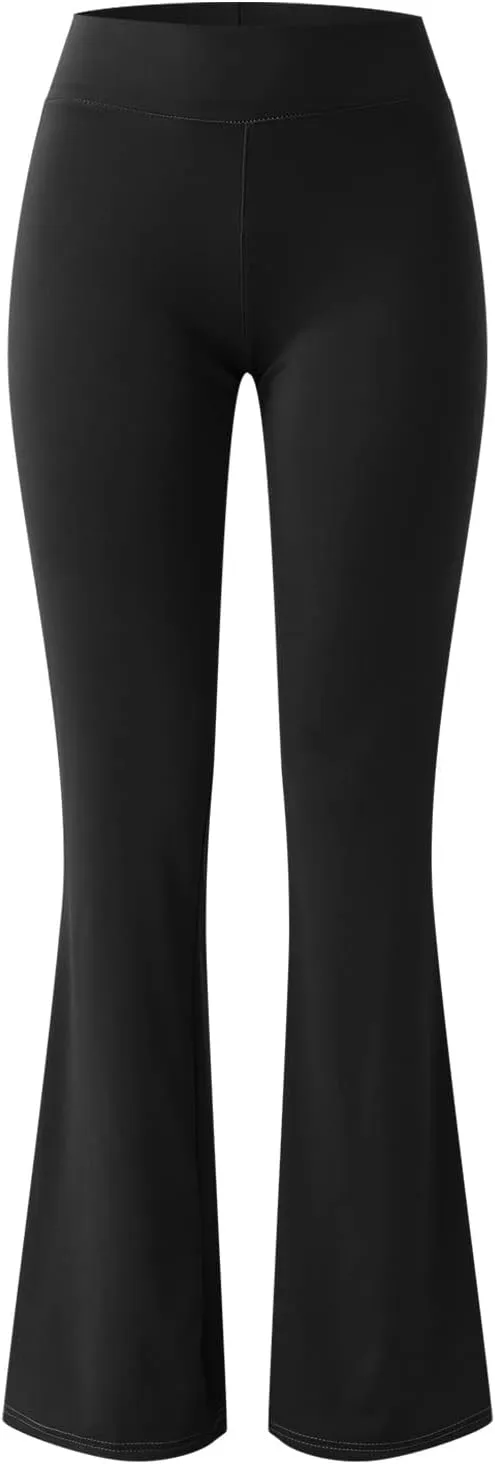XIAOBU Bootcut Yoga Pants Women's High Waist Slim Flared Trousers Cutout Solid Soft Casual Sports Leggings,Black,M