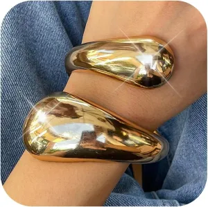 YANCHUN 2PCS Gold Bangles for Women Silver Bangle Bracelets Chunky Bangles Bracelets Non Tarnish Gold/Silver Bracelet for Women Trendy Jewelry Gift