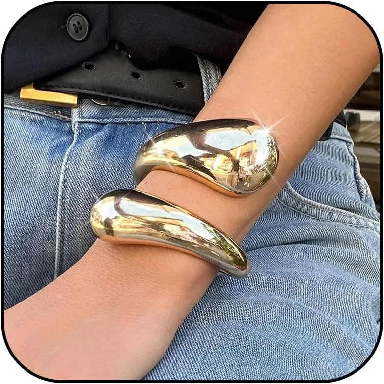 YANCHUN 2PCS Gold Bangles for Women Silver Bangle Bracelets Chunky Bangles Bracelets Non Tarnish Gold/Silver Bracelet for Women Trendy Jewelry Gift