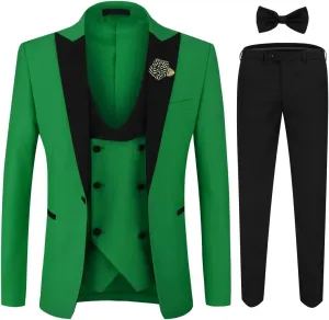 YFFUSHI Men's 3 Piece Suit Slim Fit One Button Prom Suits Set Blazer Vest Trousers