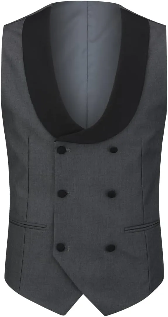 YFFUSHI Men's 3 Piece Suit Slim Fit One Button Prom Suits Set Blazer Vest Trousers