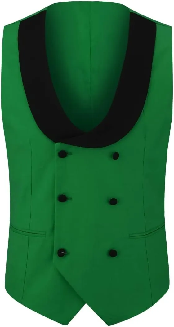 YFFUSHI Men's 3 Piece Suit Slim Fit One Button Prom Suits Set Blazer Vest Trousers