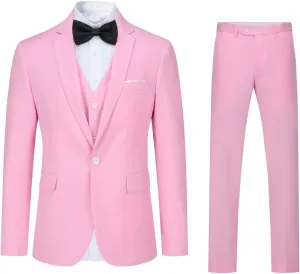YFFUSHI Men's Slim Fit 3 Piece Suit One Button Business Wedding Prom Suits Blazer Tux Vest Trousers