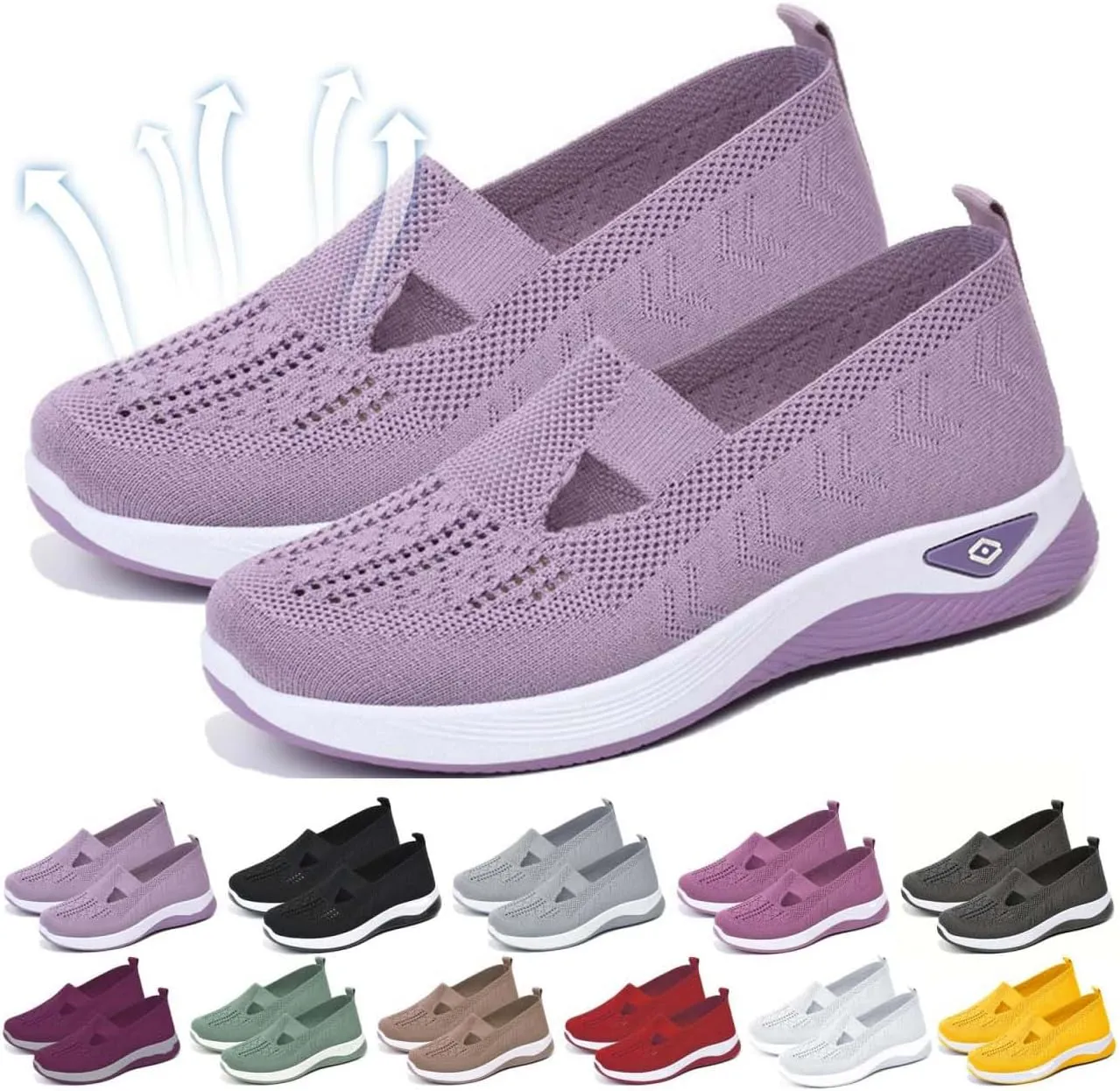 Yilia Orthopedic Shoes for Women, Women Wide Width Breathable Walking Comfortable Slip on Sneakers, Non Slip Food Service Lightweight Sneaker, Nurse Shoes Arch Support Sneakers