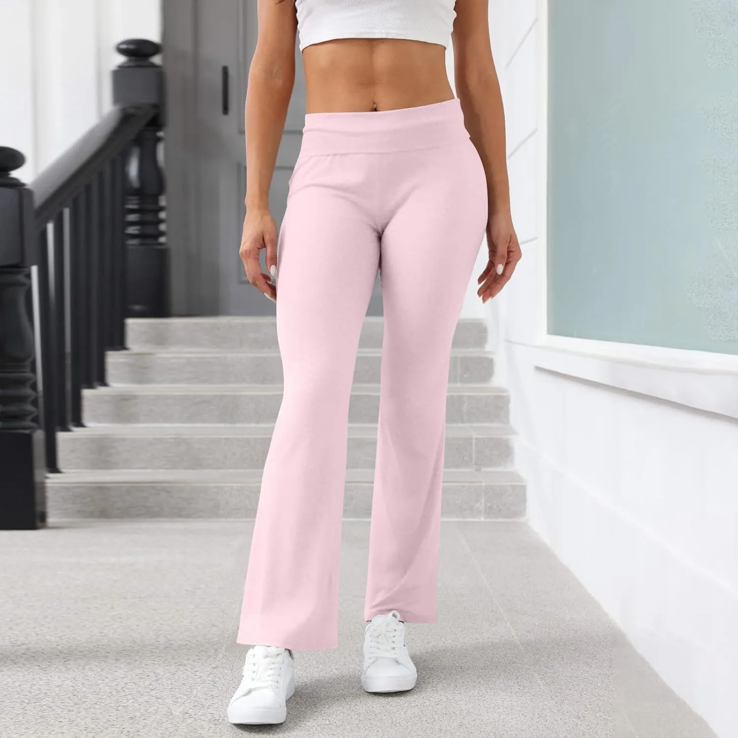 Yoga Leggings for Women, Flare Summer Pants High Waisted Tummy Control Stretch Pants Elastic Waist Trousers