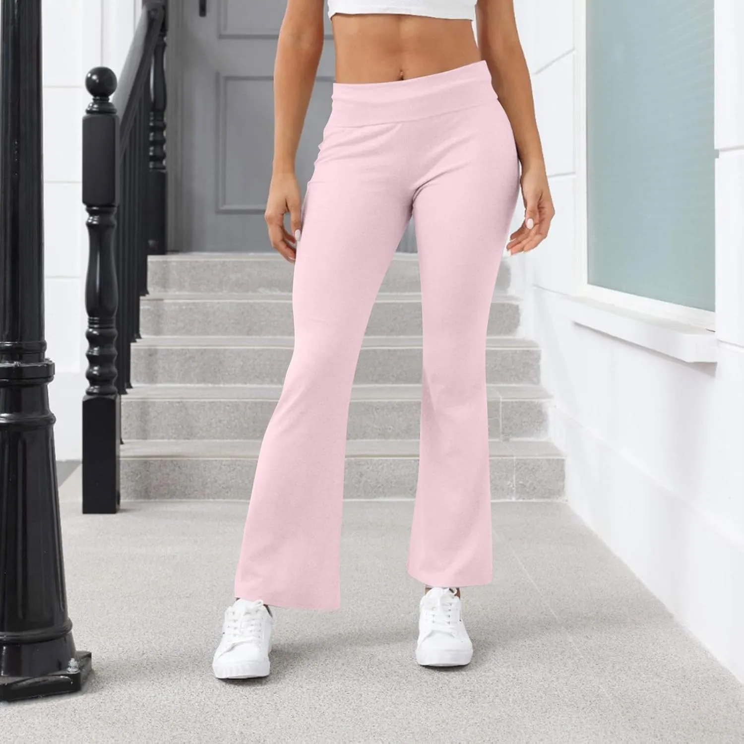 Yoga Leggings for Women, Flare Summer Pants High Waisted Tummy Control Stretch Pants Elastic Waist Trousers