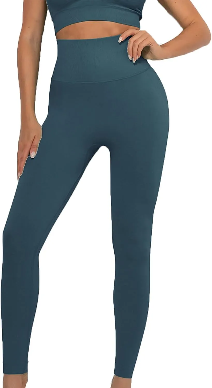 Yoga Pants for Women Workout Running Leggings Stretch Tights Solid Color High Waisted Yoga Pant Sports