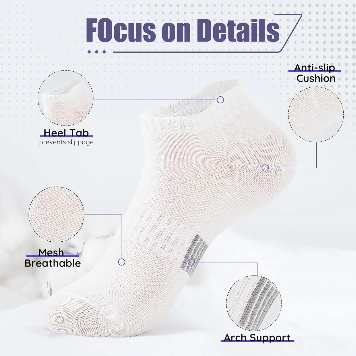 Zando Women's Running Socks - Low Cute Compression No Show Hiking Cushioned Athletic Socks