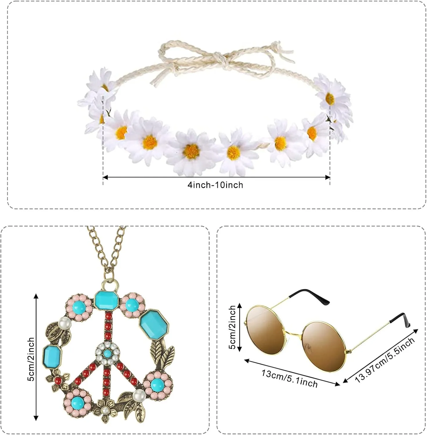 Zhanmai 4 Pieces 60s 70s Outfits for Women Hippie Costume Fringe Vest Faux Suede Vest Bohemia Headband for Halloween Cosplay