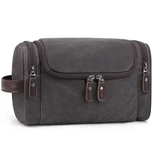 ZOMFELT Travel Toiletry Bag for Men, Travel Essentials Shaving Dopp Kit, Canvas Mens Toiletry Travel Bag, Water Resistant Cosmetic Bag for Toiletries Accessories, Dark Grey
